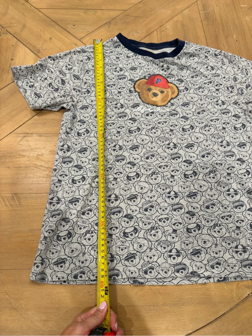 Polo Ralph Lauren Kids Bear Patch Graphic Tee - Navy Trim Large 14/16